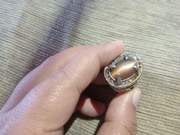 Cincin Akik Mata Kucing 3Warna Antik. - Gambar 2
