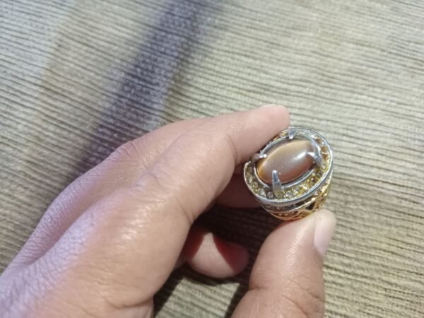 Cincin Akik Mata Kucing 3Warna Antik. - Gambar 3